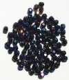 100 4mm Faceted Metallic Navy AB Firepolish Beads